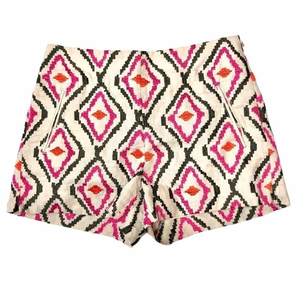LOFT embroidered linen Riviera shorts lined 2